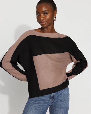 Colorblocked Asymmetric Hem Sweater | White House Black Market